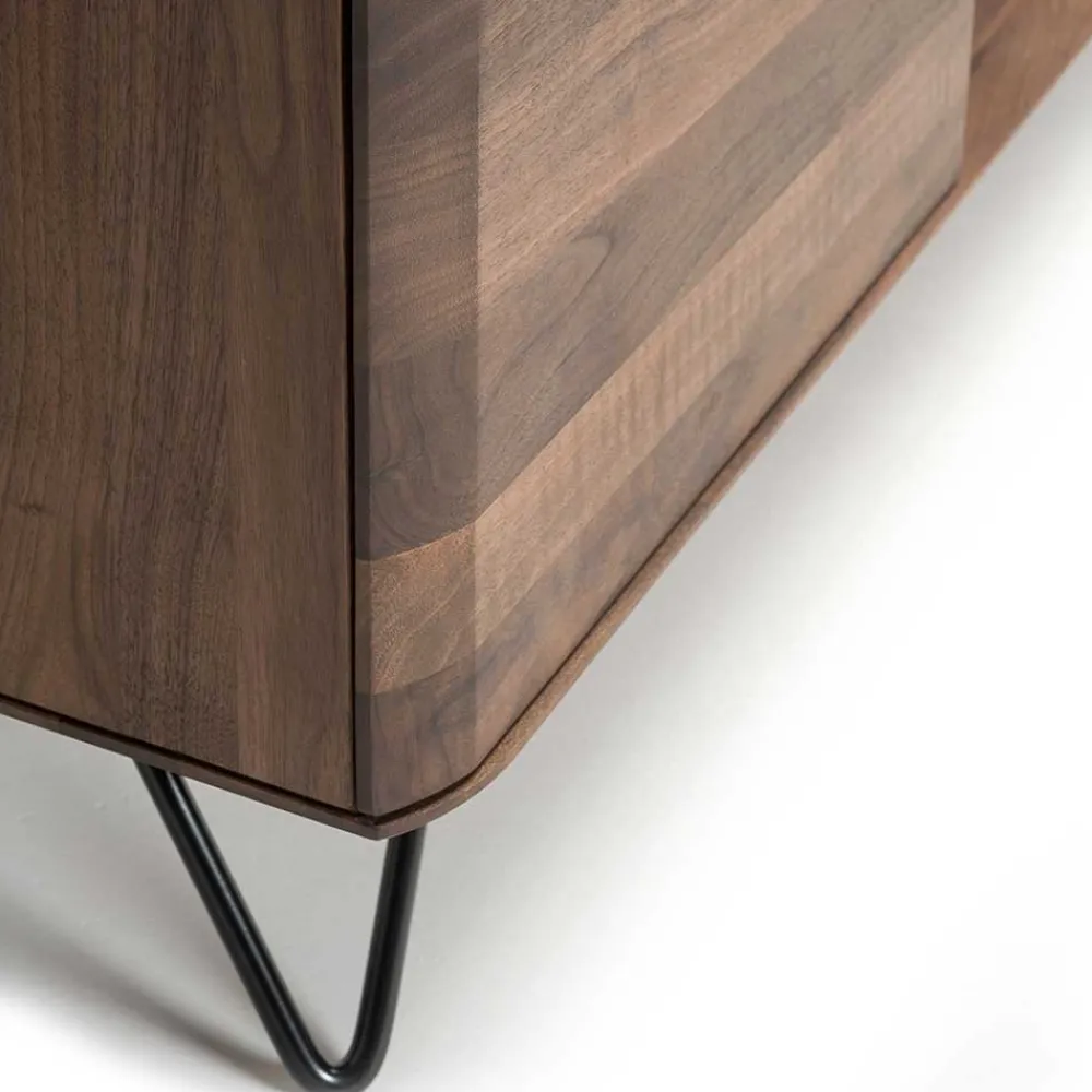 Wohnen Tv & Hifi-Möbel|Lowboards<Nussbaum TV Schrank mit Metallbeinen - Rivossa