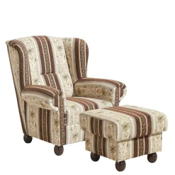 Wohnen Sessel<Ohrenbackensessel mit Streifen und Ornamenten - Etrinas