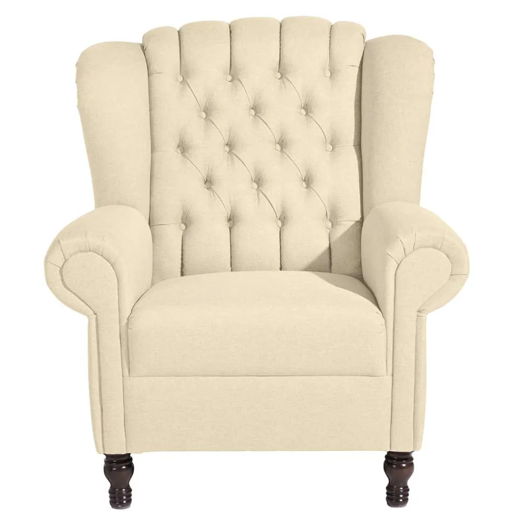 Wohnen Sessel<Ohrensessel in Beige und Nussbaum - Fakt