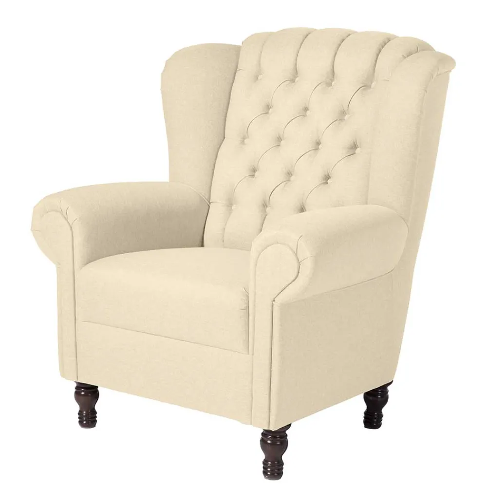 Wohnen Sessel<Ohrensessel in Beige und Nussbaum - Fakt
