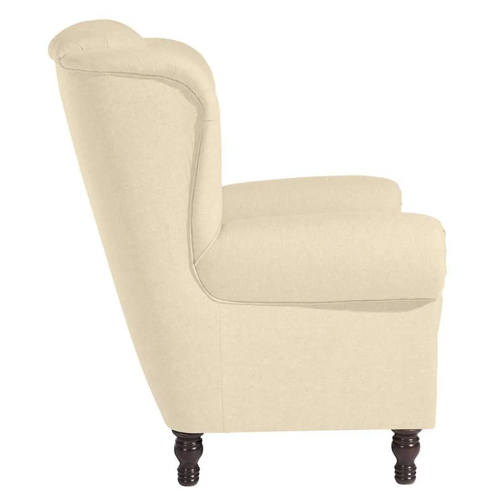 Wohnen Sessel<Ohrensessel in Beige und Nussbaum - Fakt