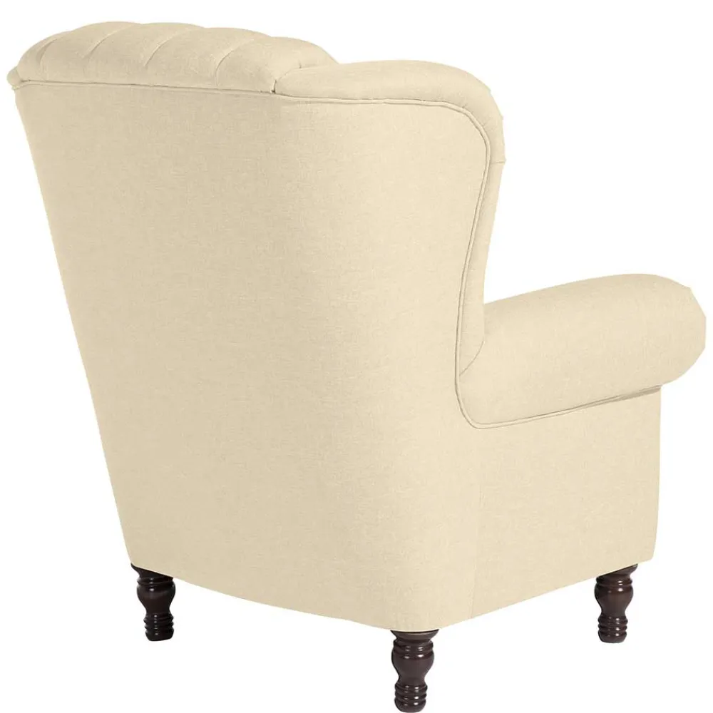 Wohnen Sessel<Ohrensessel in Beige und Nussbaum - Fakt