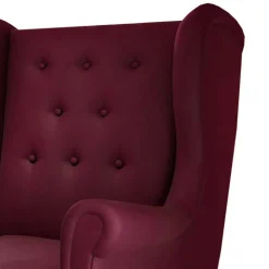 Wohnen Sessel<Ohrensessel in Bordeaux Rot Samt - Marquita