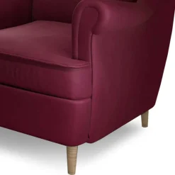 Wohnen Sessel<Ohrensessel in Bordeaux Rot Samt - Marquita
