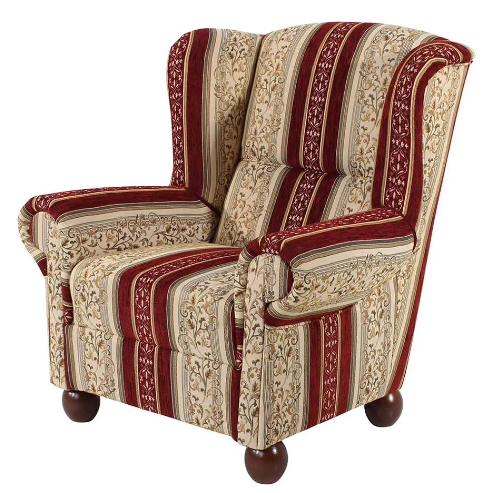 Wohnen Sessel<Ohrensessel mit Streifen und Ornamenten - Basento
