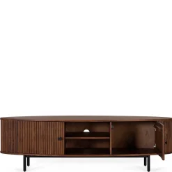 Wohnen Tv & Hifi-Möbel|Lowboards<Ovales Retro TV Lowboard aus Akazie - Chalil