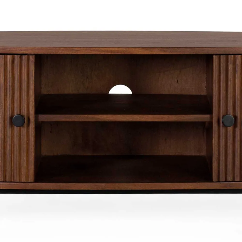 Wohnen Tv & Hifi-Möbel|Lowboards<Ovales Retro TV Lowboard aus Akazie - Chalil