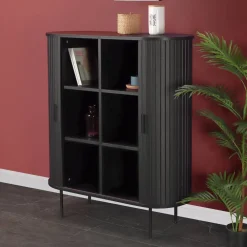Wohnen Highboards<Ovales Schiebetüren-Highboard im Retro Design - Lurymav