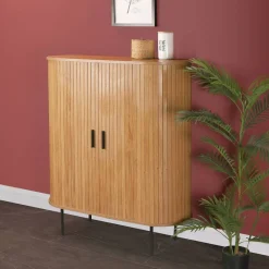 Wohnen Highboards<Ovales Skandi-Highboard mit Schiebetüren - Barnetta