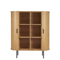 Wohnen Highboards<Ovales Skandi-Highboard mit Schiebetüren - Barnetta
