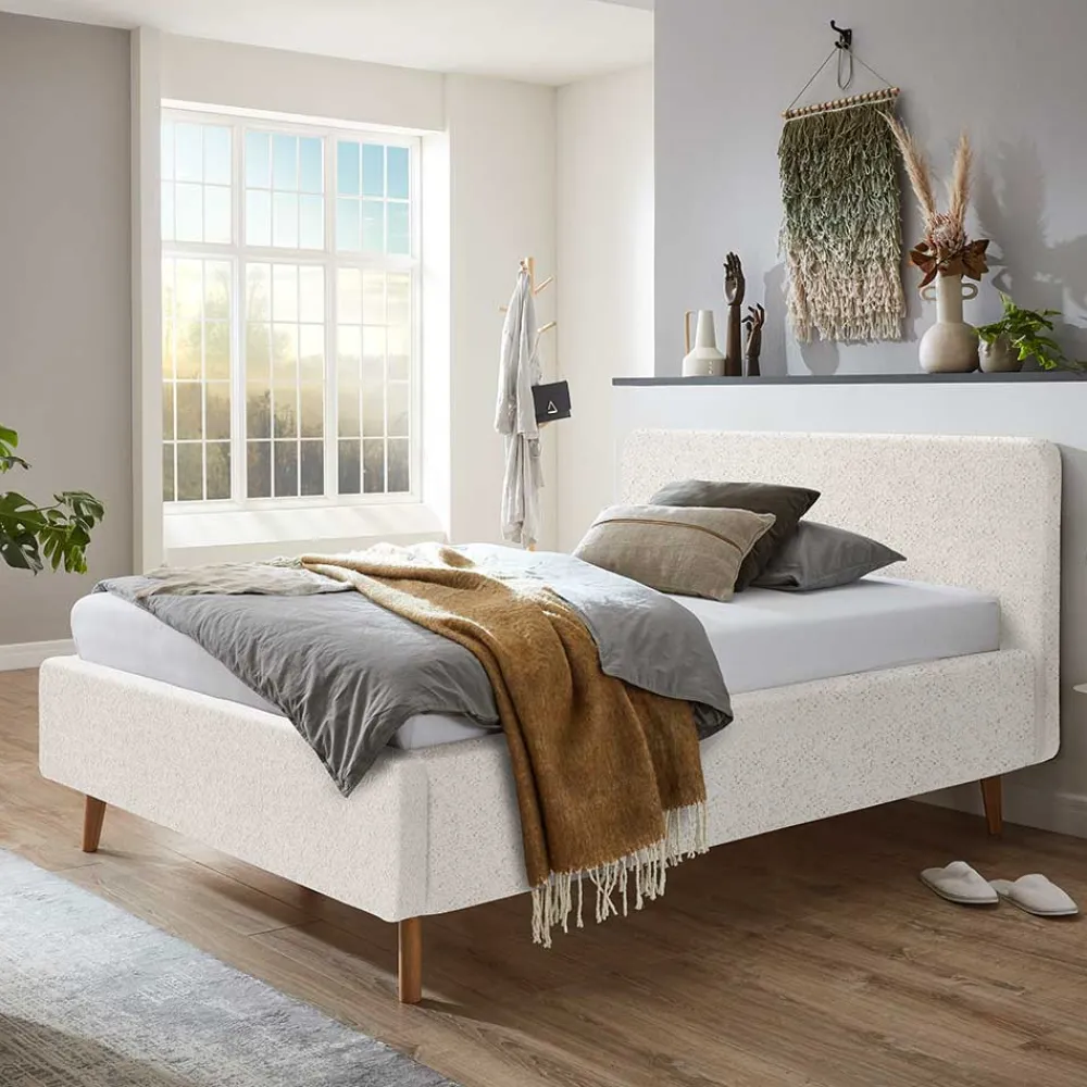 Wohnen Betten<Plüsch Polsterbett in Creme - Ilena