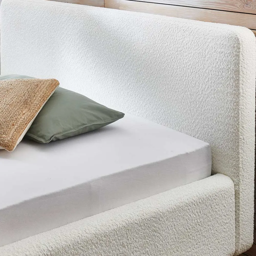 Wohnen Betten<Plüsch Polsterbett in Creme - Ilena