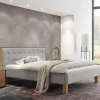 Wohnen Betten<Polsterbett Doppelbett in Grau Stoff - Pays