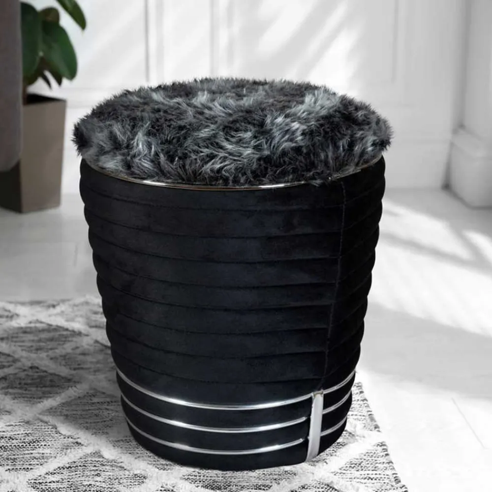 Wohnen Hocker<Polsterhocker in Schwarz und Dunkelgrau - Galveston