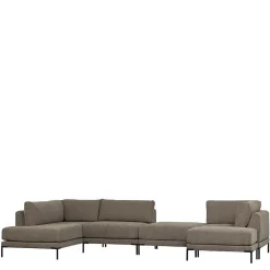 Wohnen Hocker<Polsterhocker in Taupe Stoff - 50x44x100 cm - Birte