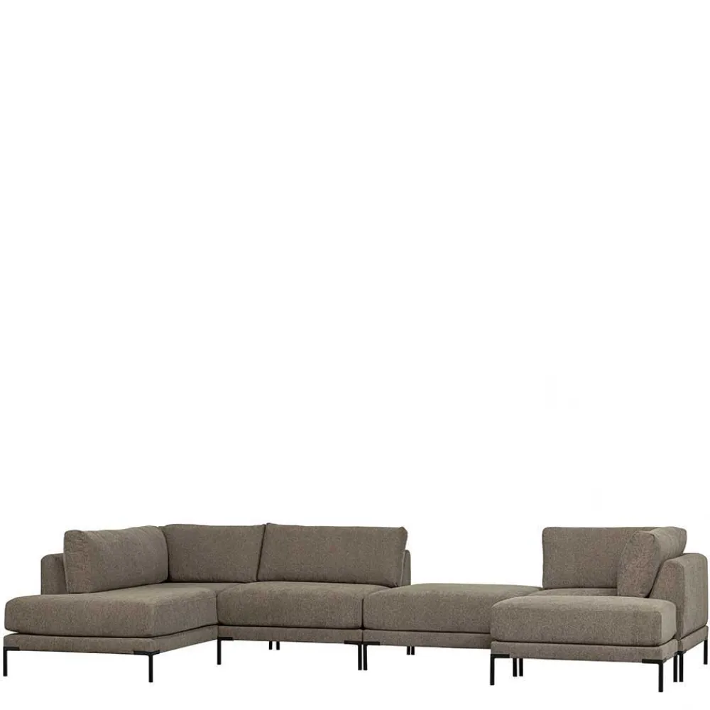 Wohnen Hocker<Polsterhocker in Taupe Stoff - 50x44x100 cm - Birte