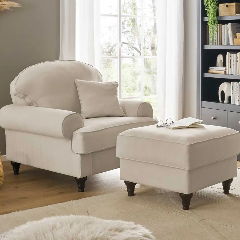 Wohnen Sessel<Polstersessel & Hocker in Beige - Merandes (zweiteilig)