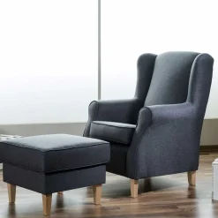 Wohnen Sessel<Polstersessel in Jeansblau und Buche - Patronia