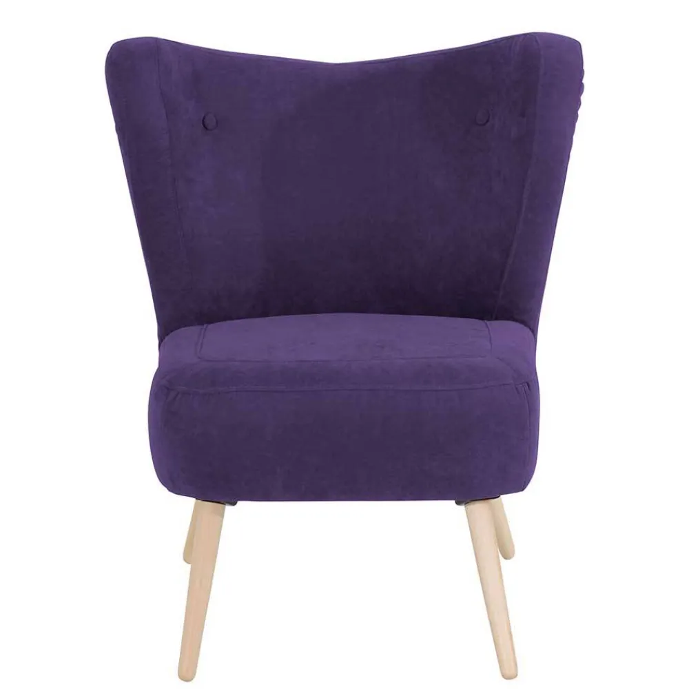 Wohnen Sessel<Polstersessel in Violett Velours - Coralla