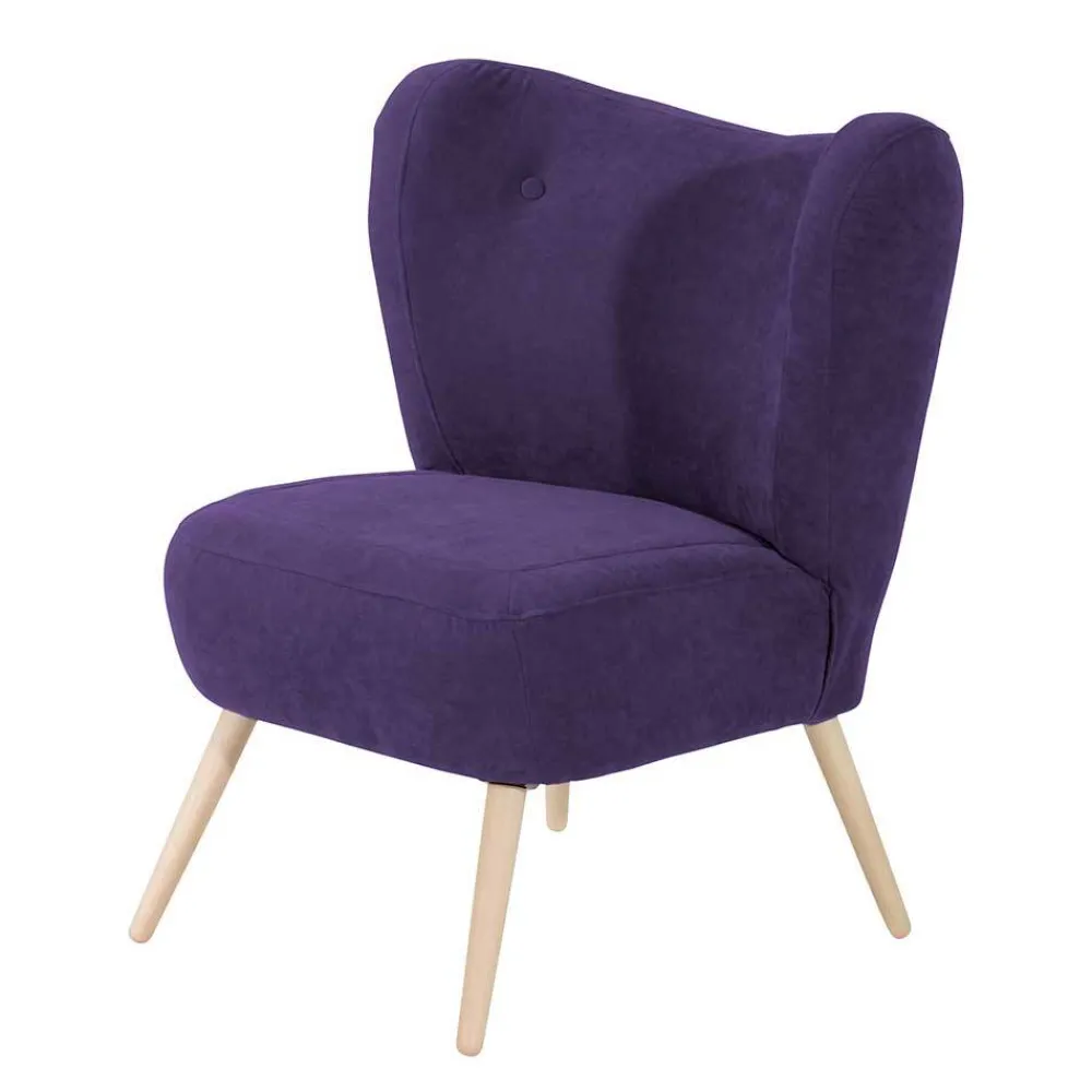 Wohnen Sessel<Polstersessel in Violett Velours - Coralla