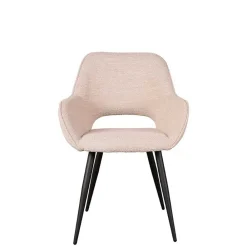 Wohnen Stühle<Polsterstühle aus Boucle in Beigegrau - Landhuis (2er Set)