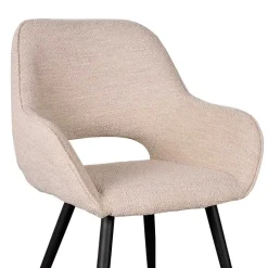 Wohnen Stühle<Polsterstühle aus Boucle in Beigegrau - Landhuis (2er Set)