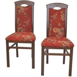 Wohnen Stühle<Polsterstühle in Rot mit Blumen - Sylverta (2er Set)