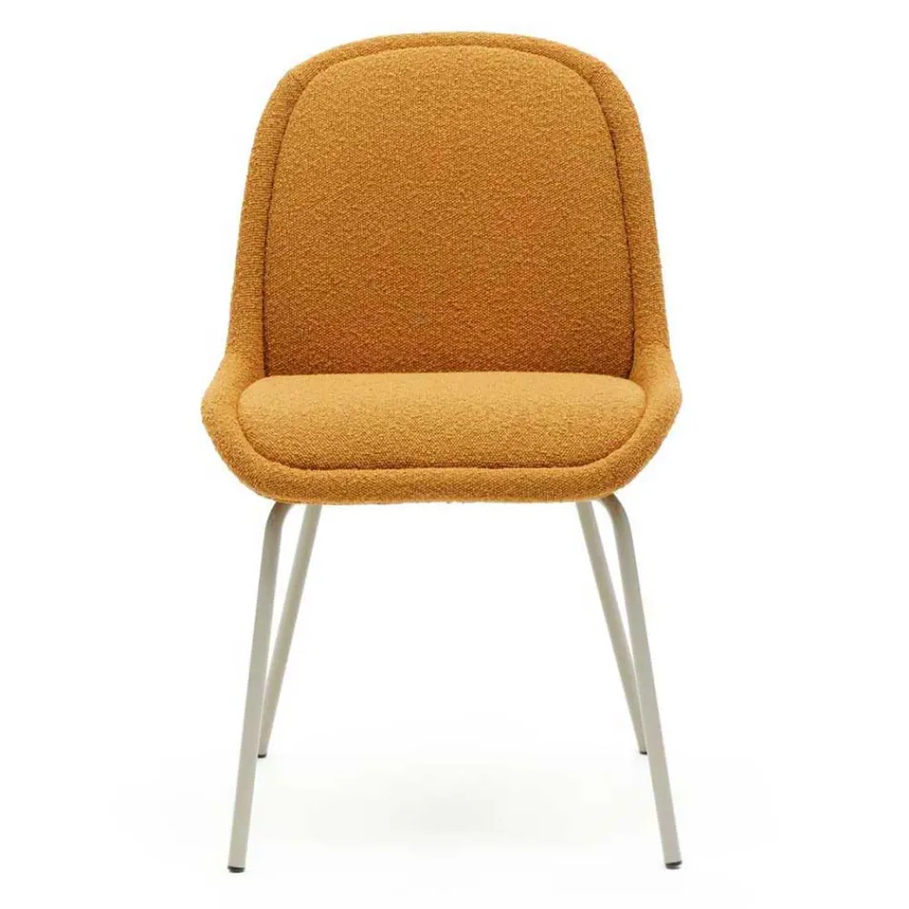 Wohnen Stühle<Polsterstühle in Senfgelb Boucle - Gatria (4er Set)