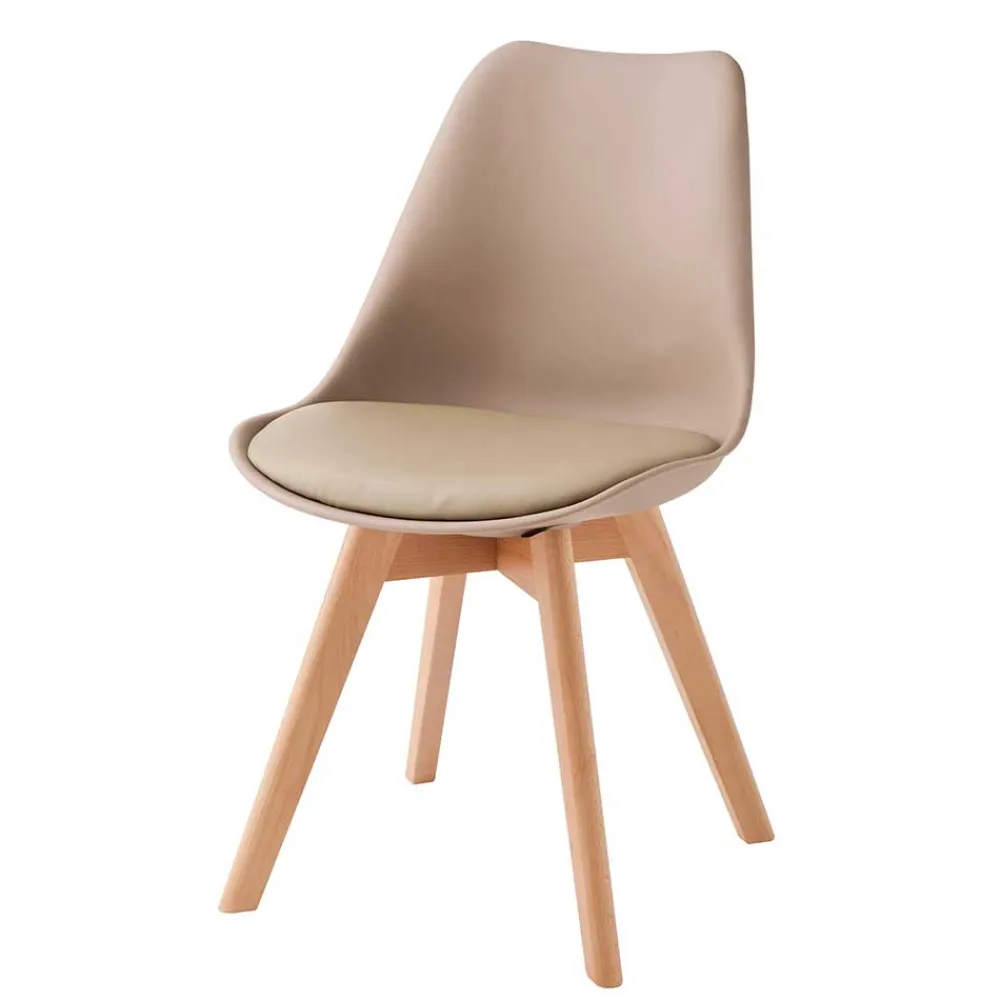 Wohnen Stühle<Polsterstühle in Taupe & Buche - Asiatia (4er Set)