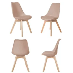 Wohnen Stühle<Polsterstühle in Taupe & Buche - Asiatia (4er Set)