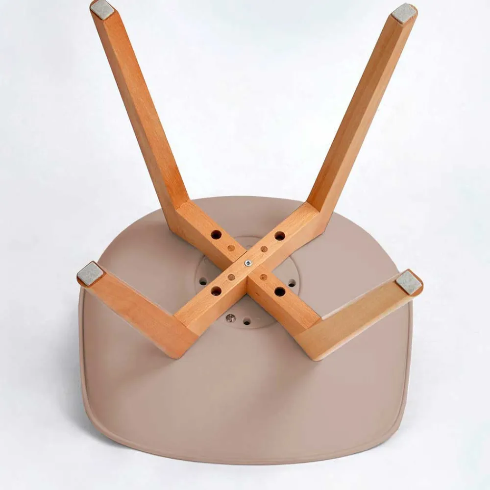 Wohnen Stühle<Polsterstühle in Taupe & Buche - Asiatia (4er Set)