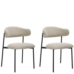 Wohnen Stühle<Polsterstühle in Taupe Strukturstoff - Filmau (2er Set)