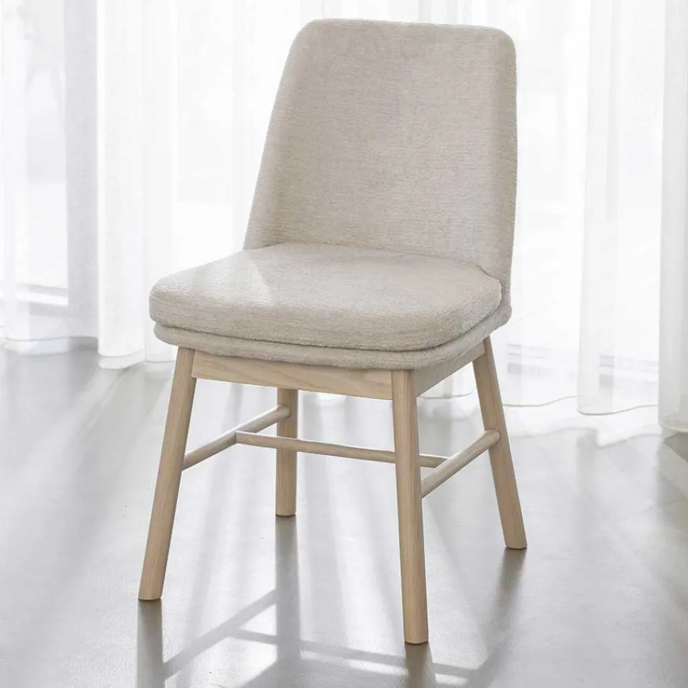 Wohnen Stühle<Polsterstuhl in Creme Strukturstoff - Peppino (2er Set)
