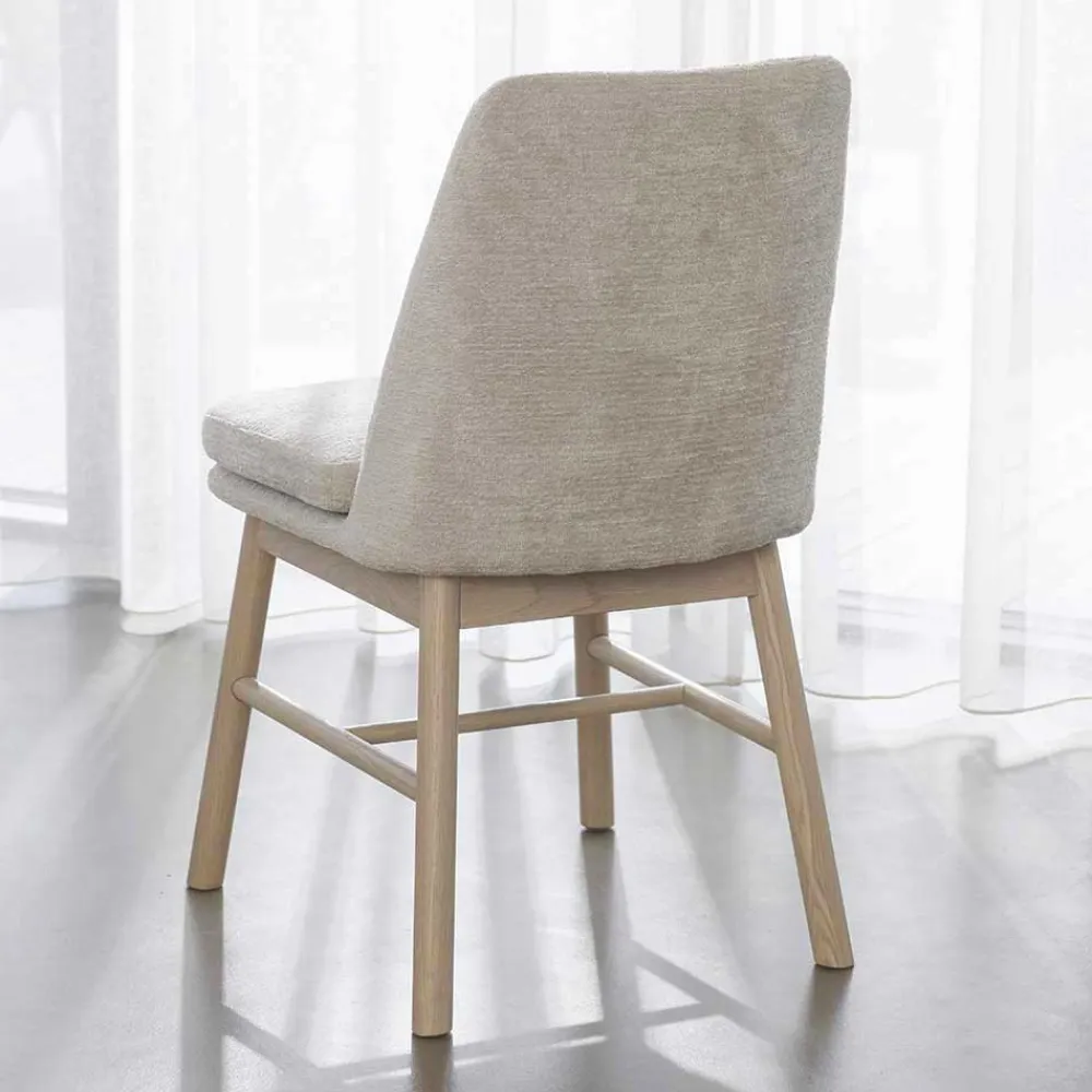 Wohnen Stühle<Polsterstuhl in Creme Strukturstoff - Peppino (2er Set)