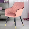 Wohnen Stühle<Polsterstuhl mit Armlehnen in Rosa Schwarz - Elliot