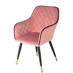 Wohnen Stühle<Polsterstuhl mit Armlehnen in Rosa Schwarz - Elliot