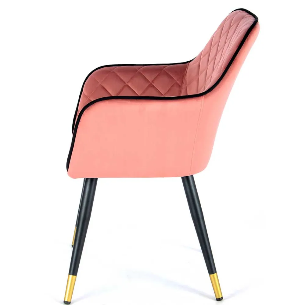 Wohnen Stühle<Polsterstuhl mit Armlehnen in Rosa Schwarz - Elliot