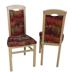 Wohnen Stühle<Polsterstuhl mit Stoff Rot gemustert Cora & Buchefarben (2er Set)