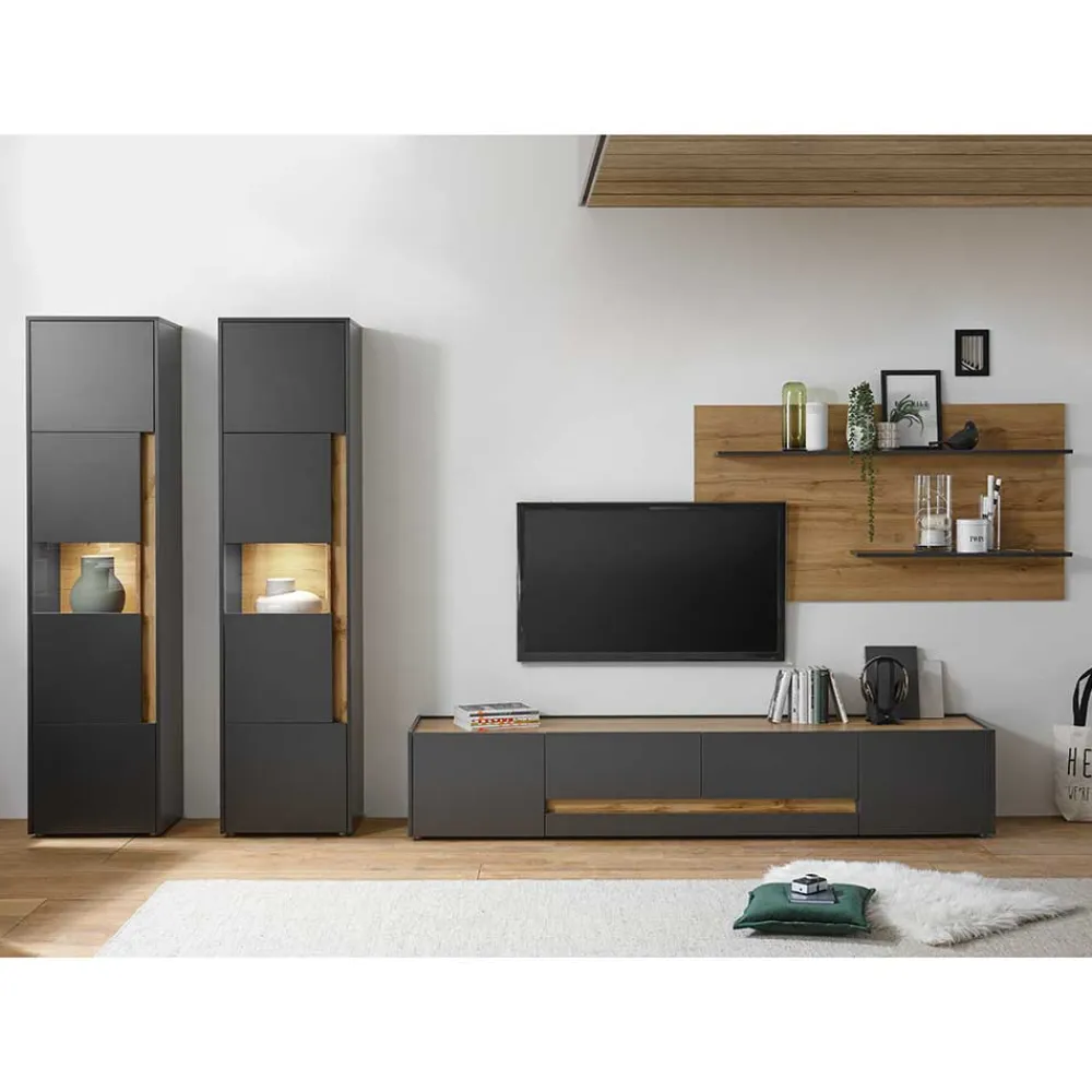 Wohnen Wohnwände<Preiswerte Anbauwand modern - Ahilav (vierteilig)