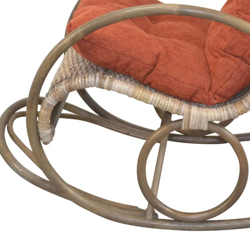 Wohnen Sessel<Rattan Geflecht Schaukelstuhl in Graubraun - Atjada