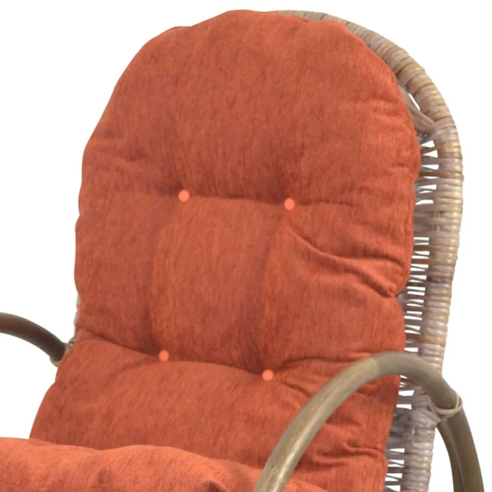 Wohnen Sessel<Rattan Geflecht Schaukelstuhl in Graubraun - Atjada