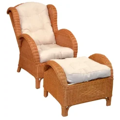 Wohnen Sessel<Rattansessel & Fußhocker Set - Nesaris (zweiteilig)