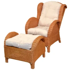 Wohnen Sessel<Rattansessel & Fußhocker Set - Nesaris (zweiteilig)