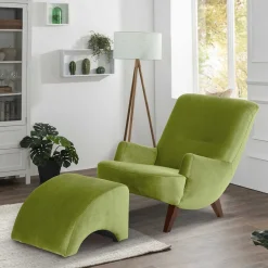 Wohnen Sessel<Relax Sessel in Oliv Grün mit Nussbaum - Sofia