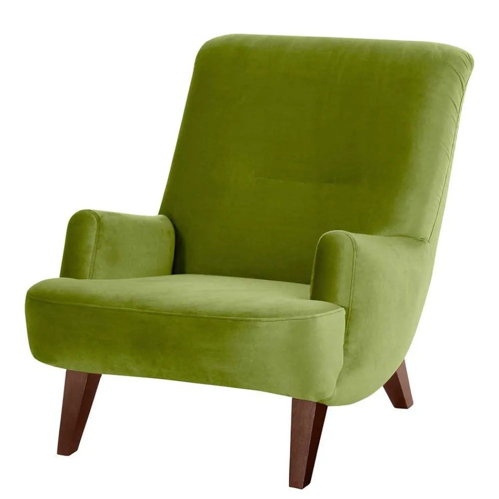 Wohnen Sessel<Relax Sessel in Oliv Grün mit Nussbaum - Sofia