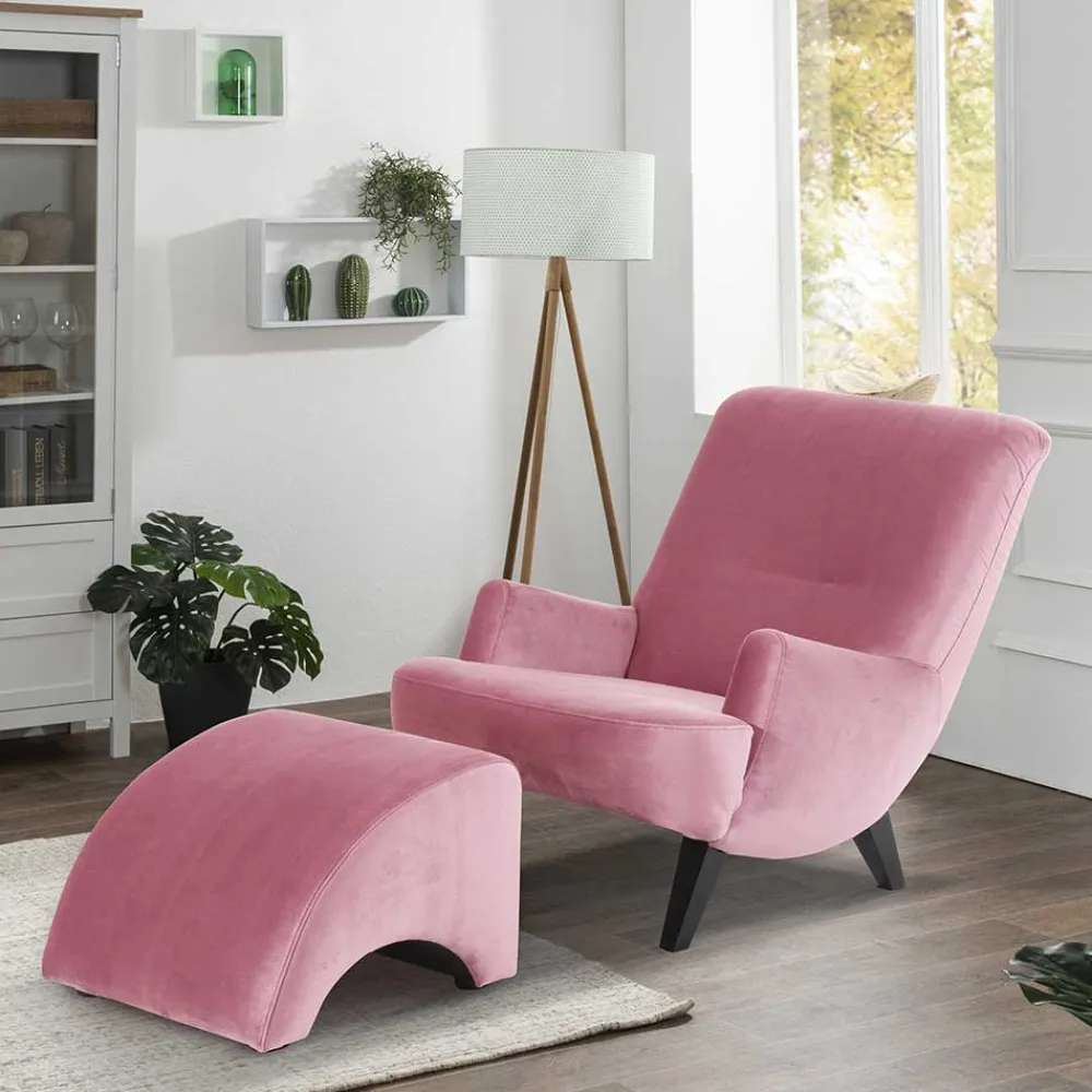 Wohnen Sessel<Relaxsessel in Rosa Samtvelours - Jily
