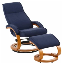 Wohnen Sessel<Relaxsessel mit Fußhocker in Dunkelblau - Thani (zweiteilig)