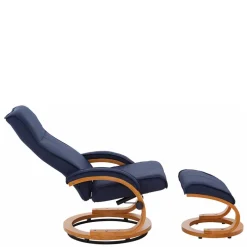 Wohnen Sessel<Relaxsessel mit Fußhocker in Dunkelblau - Thani (zweiteilig)