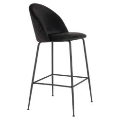 Wohnen Hocker<Retro Barstühle aus schwarzem Samt - Baltimoore (2er Set)