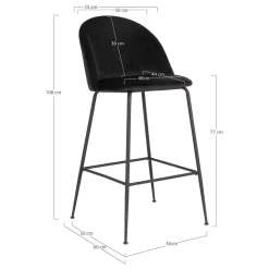Wohnen Hocker<Retro Barstühle aus schwarzem Samt - Baltimoore (2er Set)